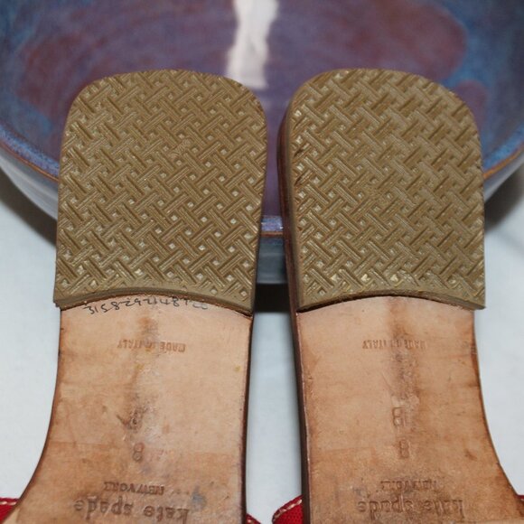 Vintage Kate Spade Leather and Red Canvas Slides - Picture 7 of 12